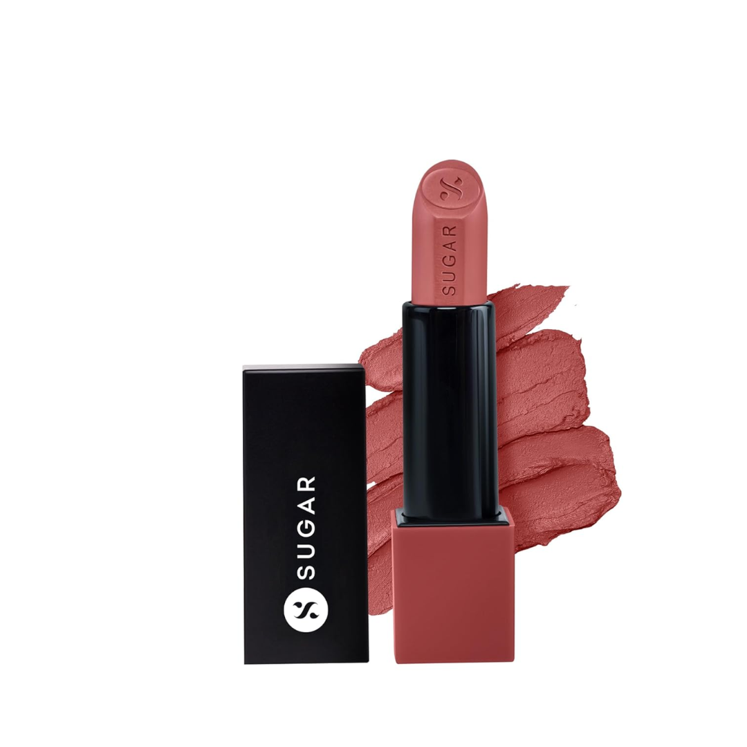SUGAR Cosmetics Glide Peptide Serum Lipstick with Hyaluronic Acid & Vitamin E | Velvet Matte Finish | Long Lasting & Pigmented | 1 Swipe Full Coverage |