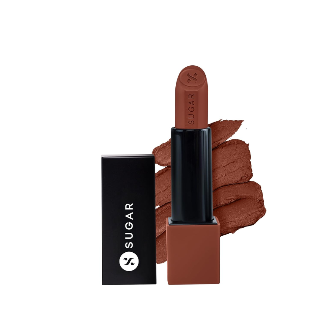 SUGAR Cosmetics Glide Peptide Serum Lipstick with Hyaluronic Acid & Vitamin E | Velvet Matte Finish | Long Lasting & Pigmented | 1 Swipe Full Coverage |