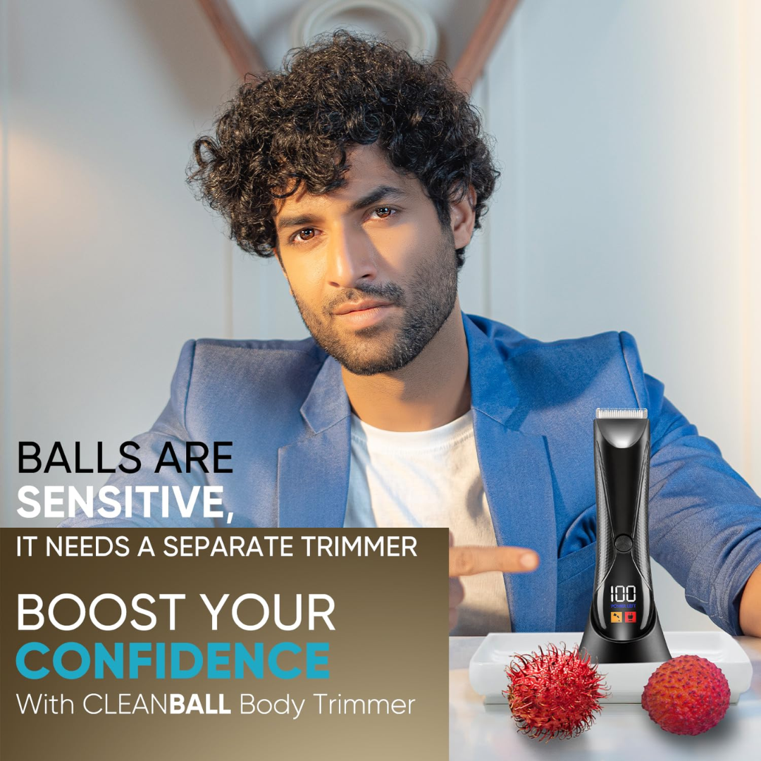 VEGA Cleanball Full Body Trimmer for Men|Private Parts,Pubic Hair, Balls,Manscaping, Body Multi-Purpose|IPX5 Waterproof|No Nicks or Cuts|90 Min Non-Stop Runtime with LED Flashlight|Fast Charge VHTH-33