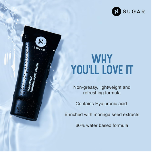 SUGAR Cosmetics Aquaholic 2 in 1 Priming Moisturizer | Non-greasy | Lightweight Formulation | 30 ml