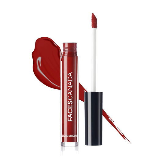 FACES CANADA Liquid Sindoor | Highly Pigmented Rich Color | Quick Drying & Long Lasting | Velvet Matte Finish | Water-Proof | Smudge-Proof | Crease-Proof | Sponge Tip Applicator