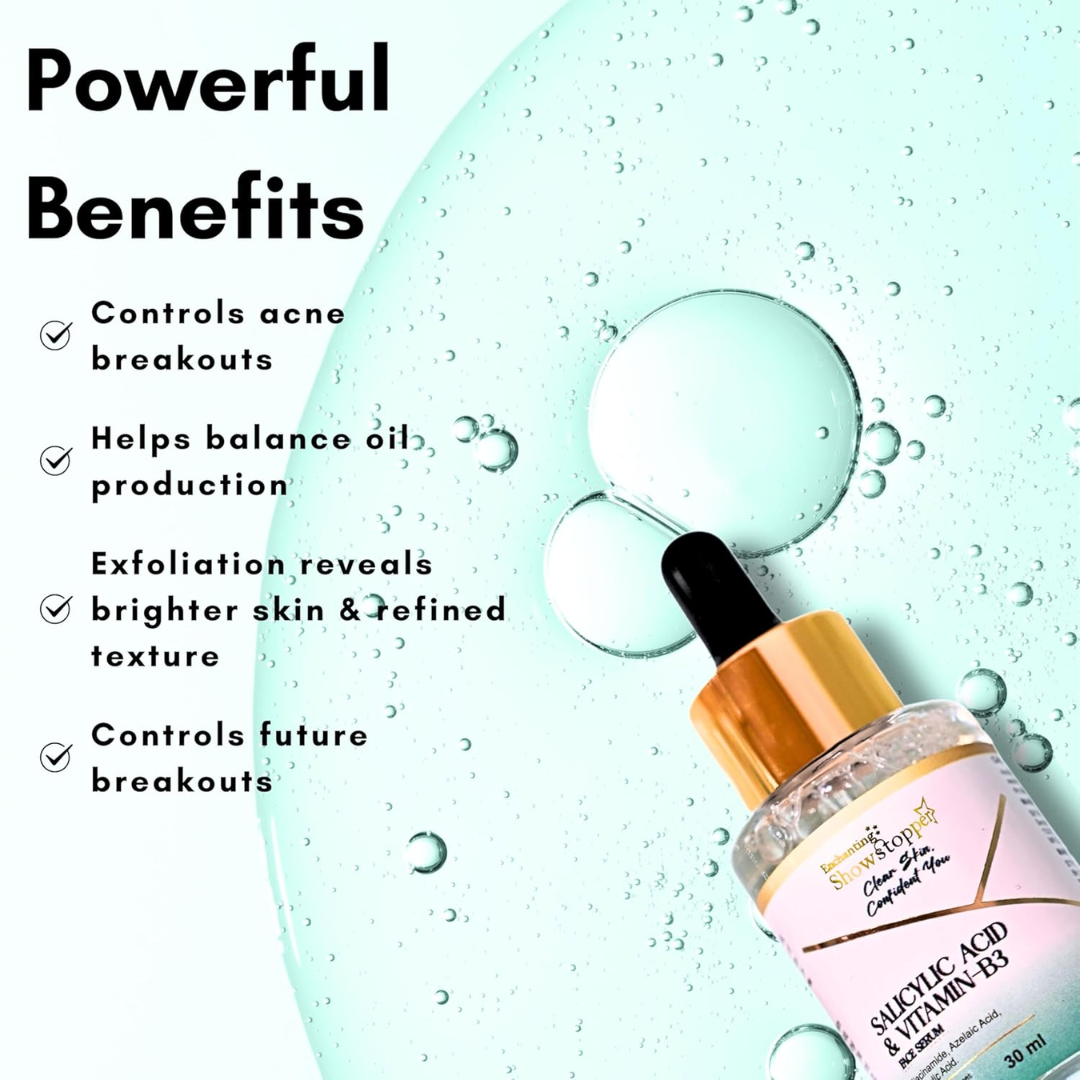 Enchanting Showstopper Vitamin B3 (Niacinamide) Face Serum with Salicylic Acid & Neem for Acne Control, Oil Balance & Pore Minimizing | Lightweight...