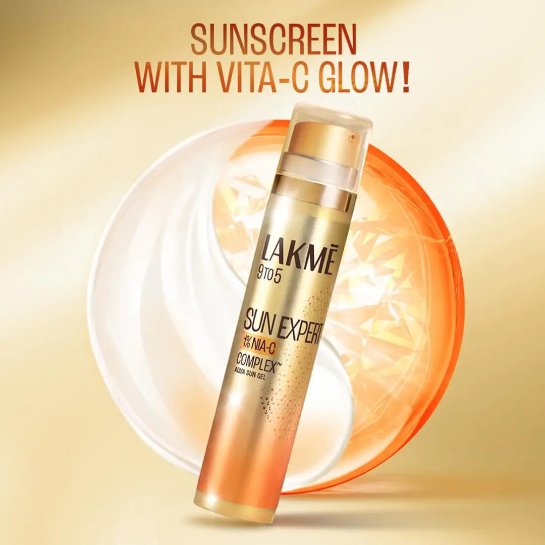 LAKMÉ Sun Expert 1% Nia C water-light Sunscreen gel SPF 50 Pa++++ Best for Oily Skin | Even toned & Glowing Skin |Helps reduce pigmentation | UVA/B Protection, No White Cast 56G