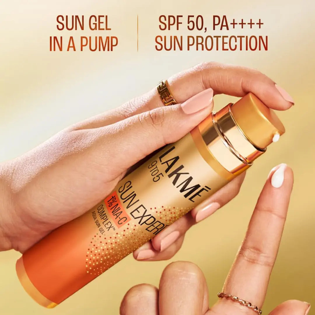 LAKMÉ Sun Expert 1% Nia C water-light Sunscreen gel SPF 50 Pa++++ Best for Oily Skin | Even toned & Glowing Skin |Helps reduce pigmentation | UVA/B Protection, No White Cast 56G