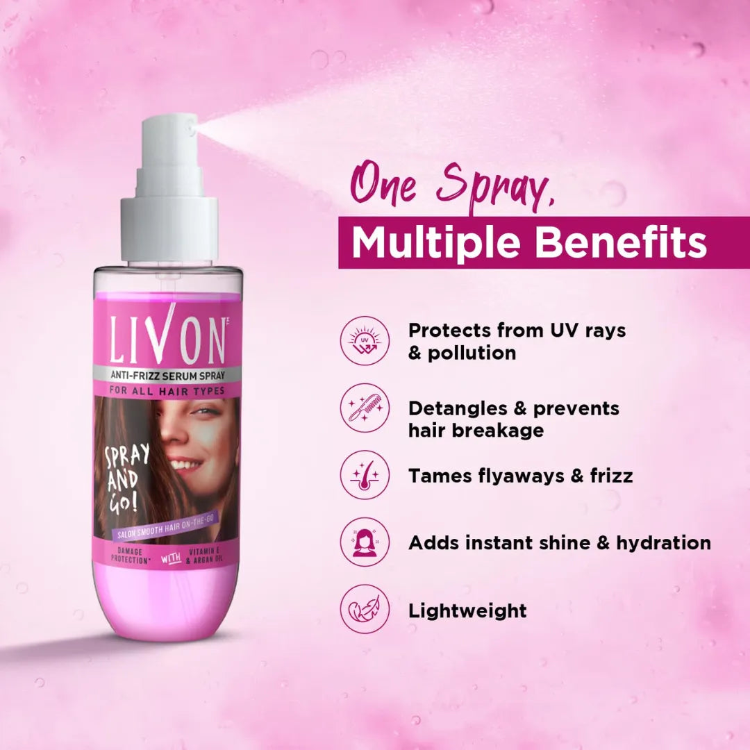 Livon Shake and Spray Hair Serum, Anti - Frizz Serum Spray (100ml)