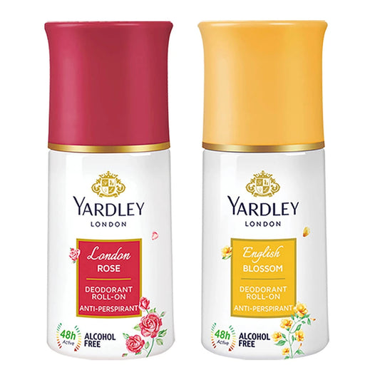 Yardley London  London Rose and English Blossom Deodorant Roll-on For Men & Women - 50ml (Pack of 2)