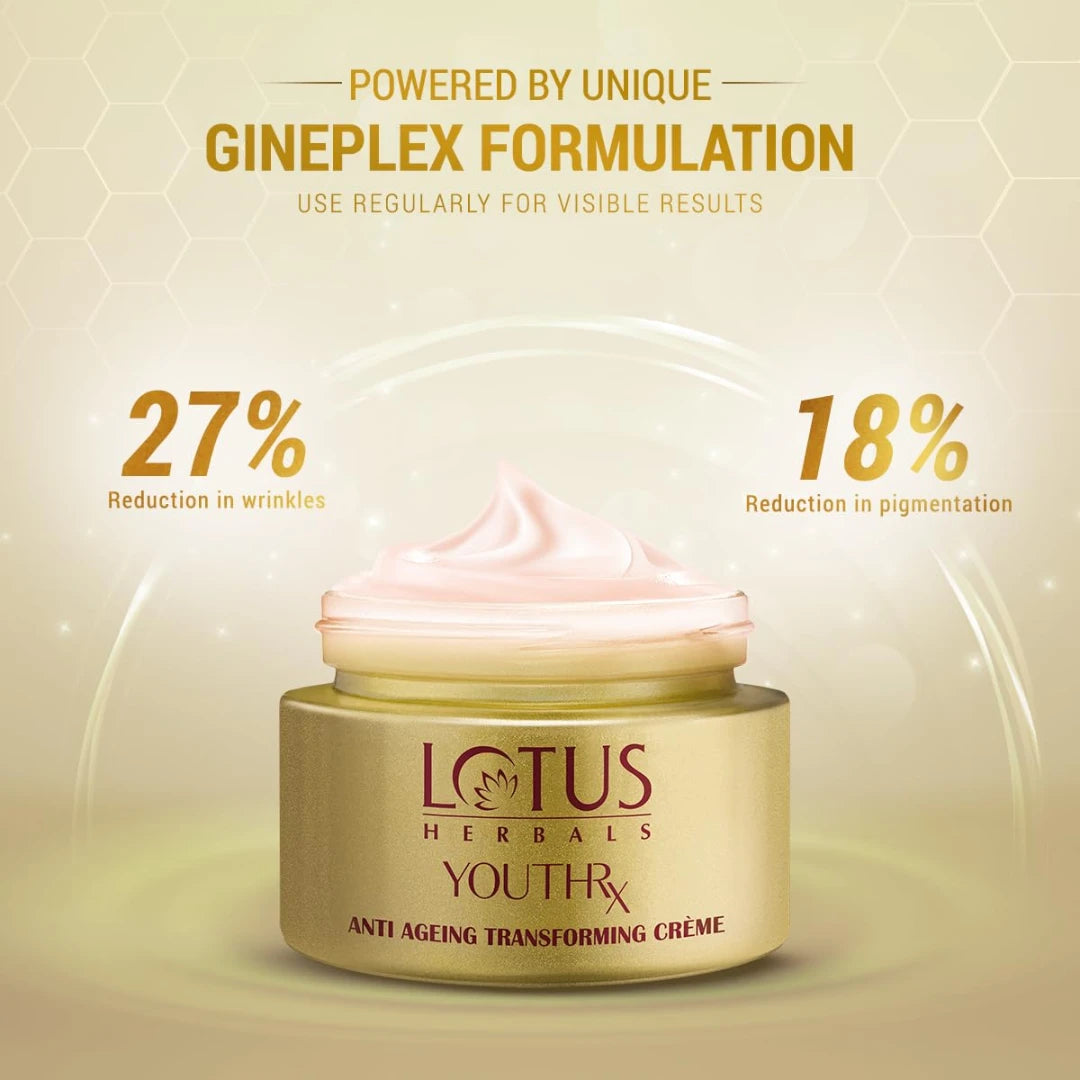 Lotus Herbals YouthRx Anti Ageing Transforming Face Cream SPF 25 and PA+++ | Reduce Dark Spots and Blemishes| Preservative Free |Suitable For Oily, Dry & Combination Skin| For Women and Men| 50g