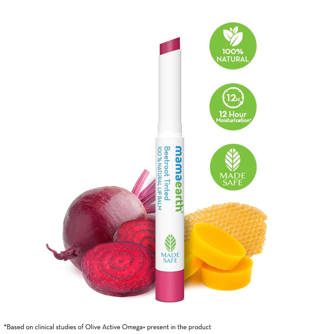 Mamaearth Beetroot Tinted 100% Natural Lip Balm with Beetroot & Beeswax - 2 g