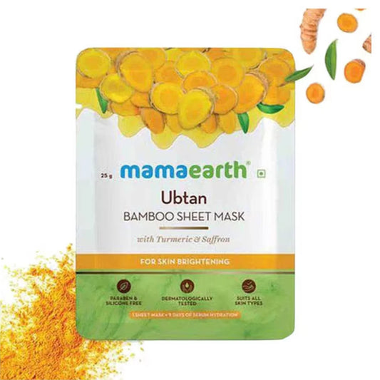 Mamaearth Ubtan Bamboo Sheet Mask with Turmeric & Saffron for Skin Brightening - 25 g (25g)