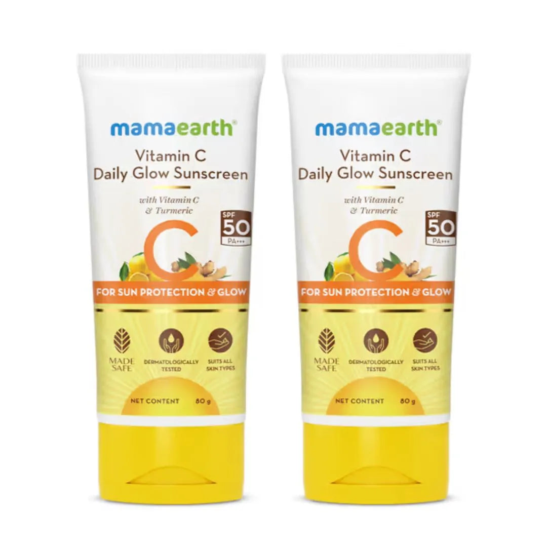 Mamaearth Vitamin C Daily Glow Sunscreen SPF 50 PA+++, No White Cast with Vitamin C & Turmeric for Sun Protection & Glow