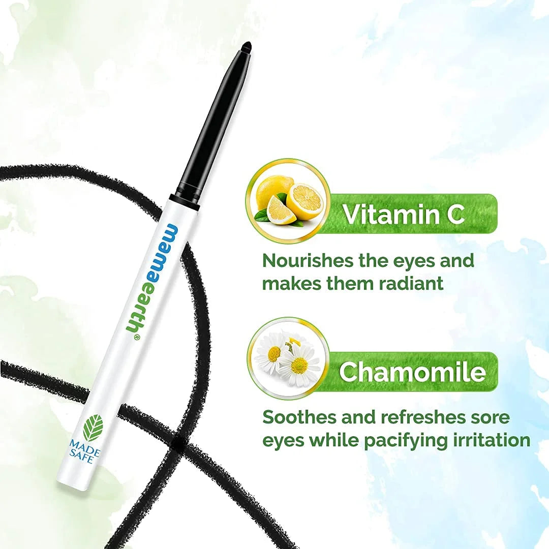 Mamaearth Charcoal Black Long Stay Kajal with Vitamin C & Chamomile for 11-Hour Smudge-free Stay