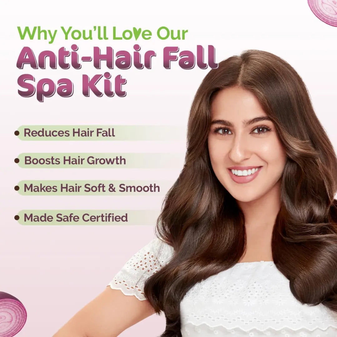 Mamaearth Anti Hair Fall Spa Range Hair Care Set: Onion Shampoo 250 ml + Onion Conditioner 250 ml + Onion Hair Oil 150 ml