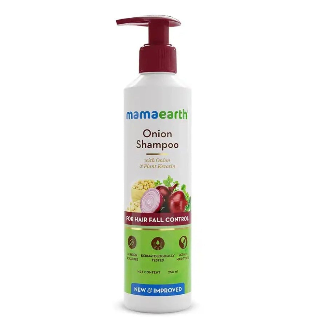 Mamaearth Onion Hair Fall Shampoo for Hair Growth & Hair Fall Control, with Onion Oil & Plant Keratin 250ml