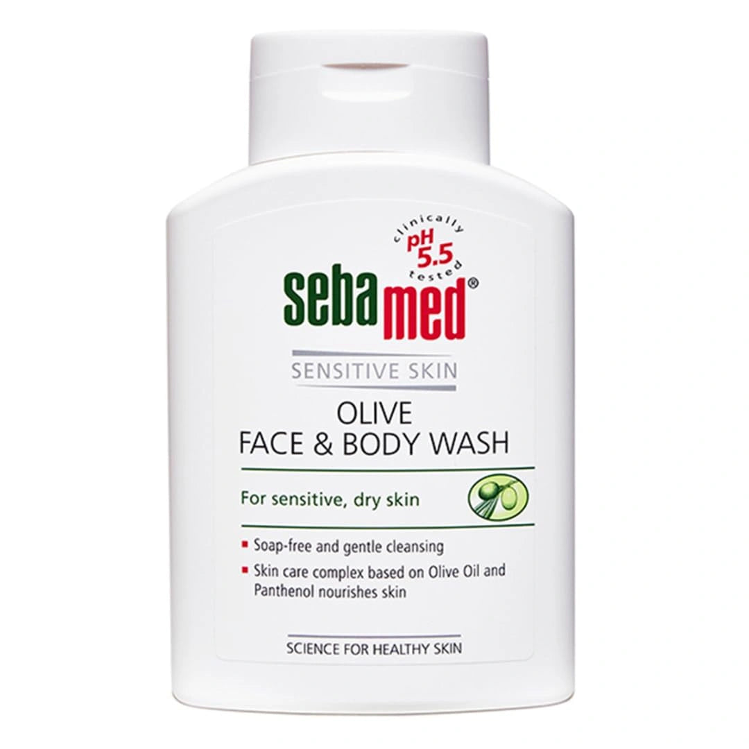 SebaMed Olive Face & Body Wash, Extra Mild For Sensitive, Dry Skin, Ph5.5, Soap Free, 200ML