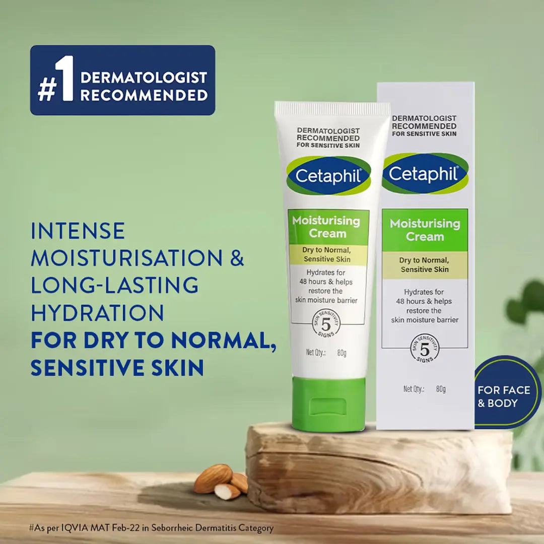 Cetaphil Moisturising Cream | Dry To Normal, Sensitive Skin (80gm)