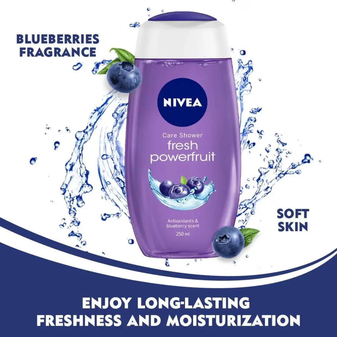 NIVEA Powerfruit & care oil Body wash for long-lasting freshness (250 ml)