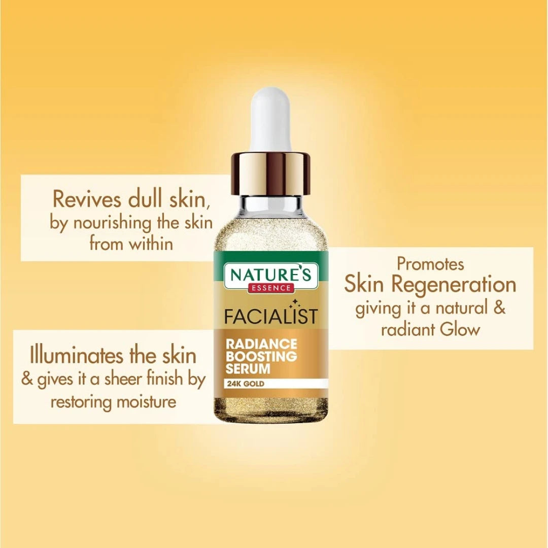 NATURES ESSENCE 24K Liquid Gold Radiance Boosting Serum 30ml & Radiance Boosting Face Cream For Women 45g