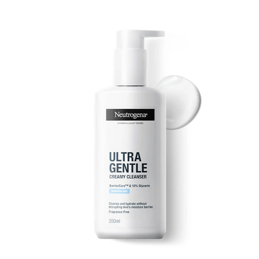 Neutrogena Ultra Gentle Creamy Cleanser | 14X Gentler Cleanser for Dry Sensitive Skin | Face Wash for Sensitive Skin for Men & Women | With Barriercare Technology & 10% Glycerin | Paraben-Free 200ml