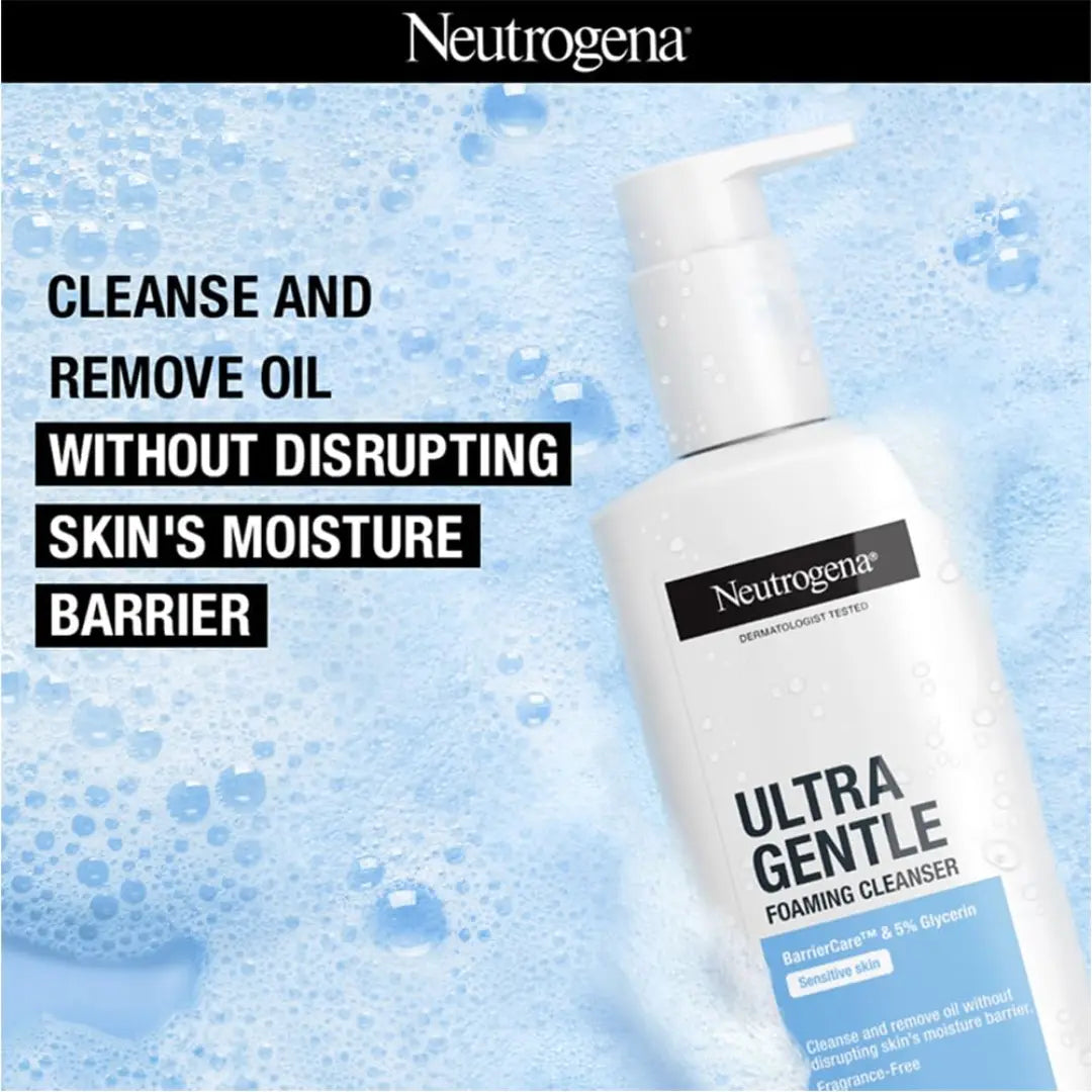 Neutrogena Ultra Gentle Foaming Cleanser | Face Wash for Sensitive Skin | 6X Gentler Cleansing with Barriercare Technology for Men & Women (200ml)