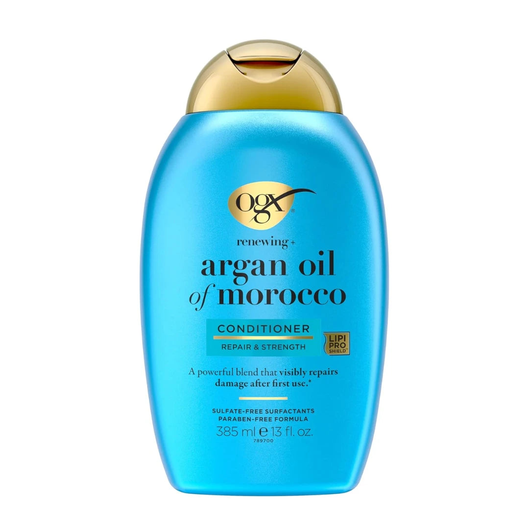 OGX Renewing + Argan Oil Of Morocco Hydrating Hair Conditioner, Cold-Pressed Argan Oil To Help Moisturize, Soften & Strengthen Hair, Paraben-Free With Sulfate-Free Surfactants (385ml)