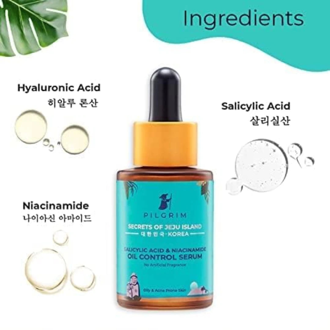 Pilgrim 2% Salicylic Acid + 3% Niacinamide Oil Control Serum For Oily & Acne-Prone Skin For Unisex (30ml)
