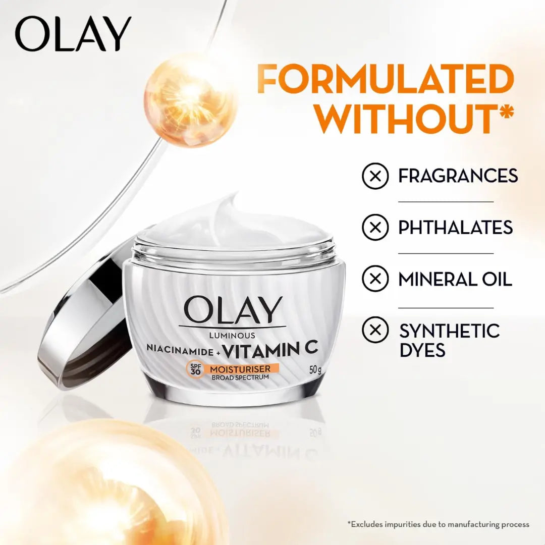 Olay Vitamin C Face Cream with SPF30 l Brightens Skin and Reveals Glow | Smooth Texture with Niacinamide l Paraben and Sulphate Free (50g)