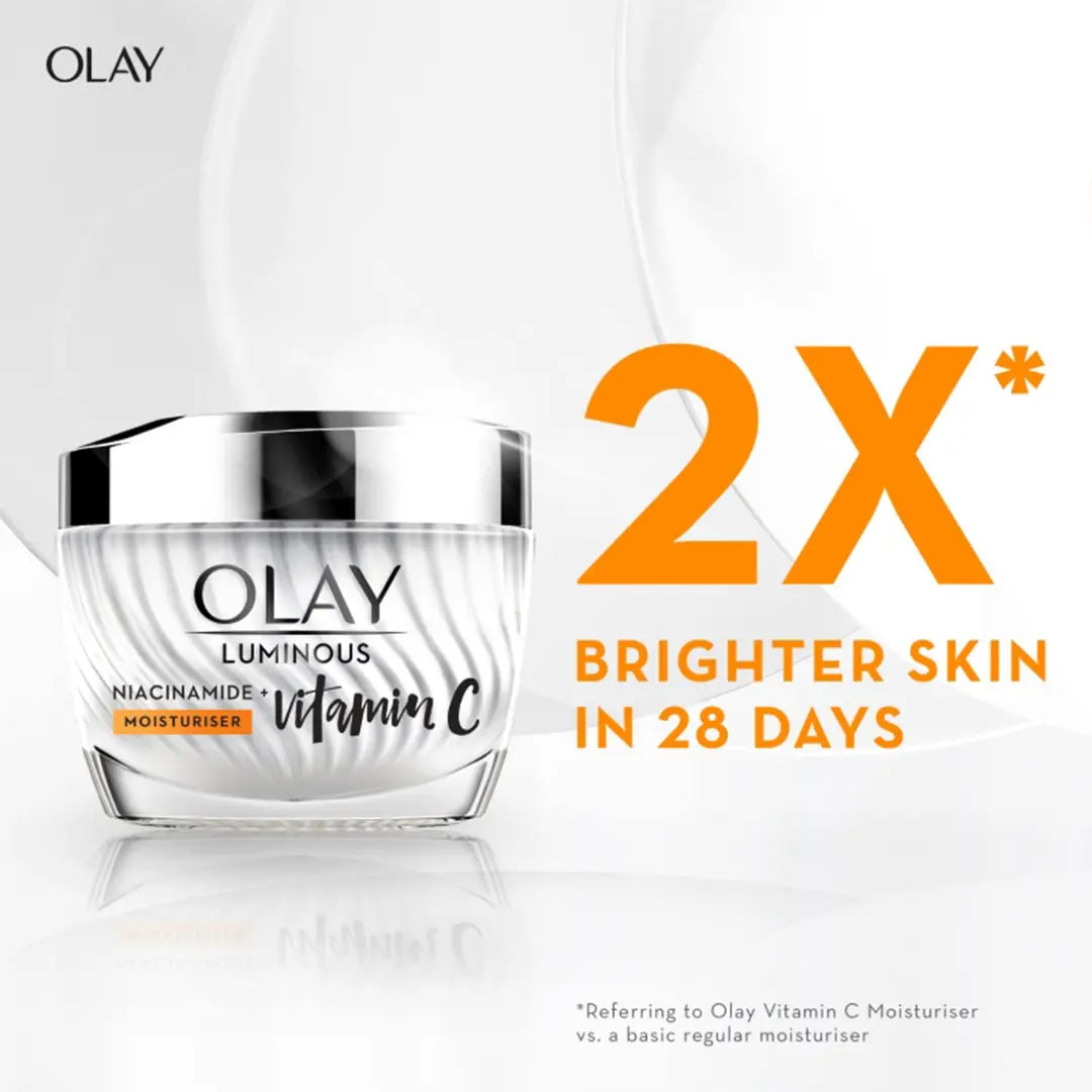 Olay Vitamin C Kit for 2X Glow | Vitamin C Cream with Free Cleanser l Even Glow and Smooth Texturee | With Niacinamide l Normal, Oily, Dry & Combination Skin l Parabens & Sulphate free |