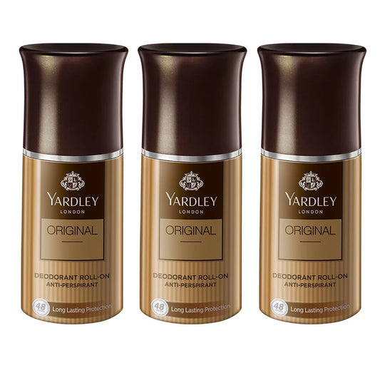 Yardley London Original Deodorant Roll-On| 48-Hours Long Lasting Scent| Roll-On for For Men - 50ml (Pack of 3)