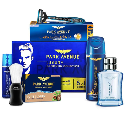 Park Avenue Luxury Grooming Collection 8 in-1 Combo Grooming Kit for Men | Gift Set for Men | Shaving Kit for Men |