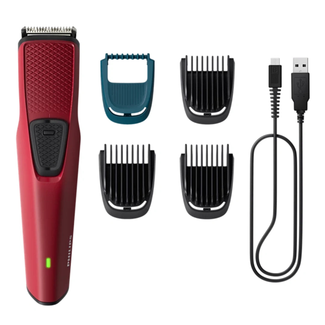 Philips Battery Powered BT1235/18 Skin-friendly Beard trimmer for Men Dura Power Technology, Cordless Rechargeable with USB Charging, Charging indicator, Travel lock