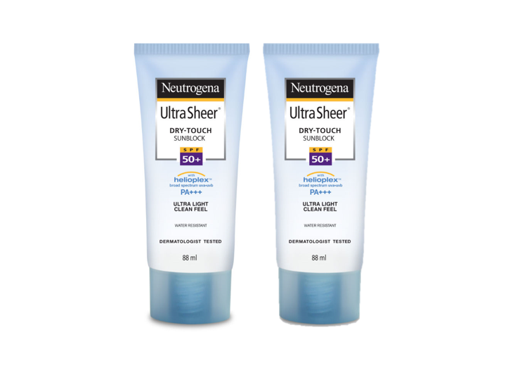 Neutrogena Ultra sheer Sunscreen, SPF 50+, Ultra light, for oily and dry skin, 80 ml Pack of 2