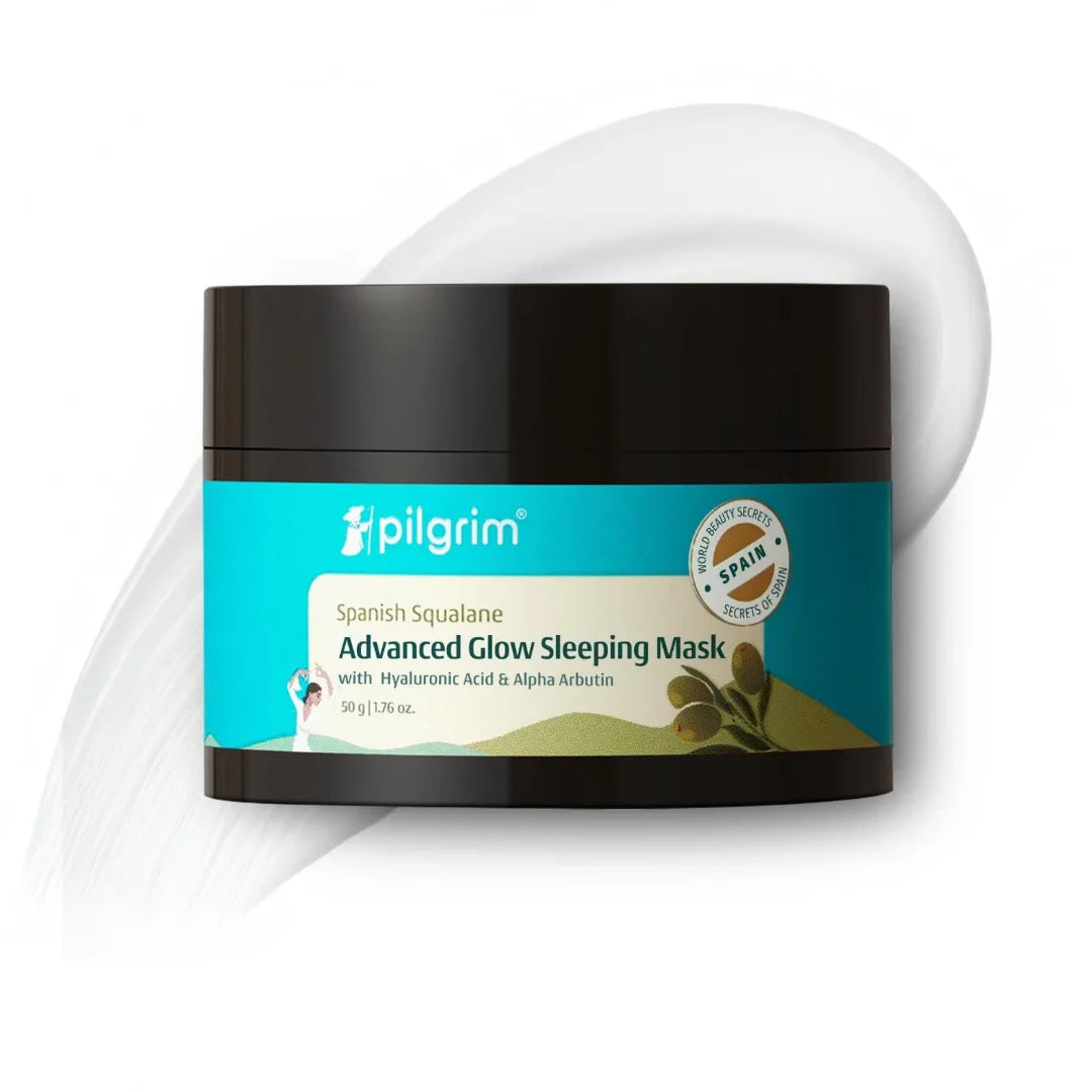 Pilgrim Squalane Glow Sleeping Mask With Alpha Arbutin & Hyaluronic Acid - Hydrates Skin, 50 g