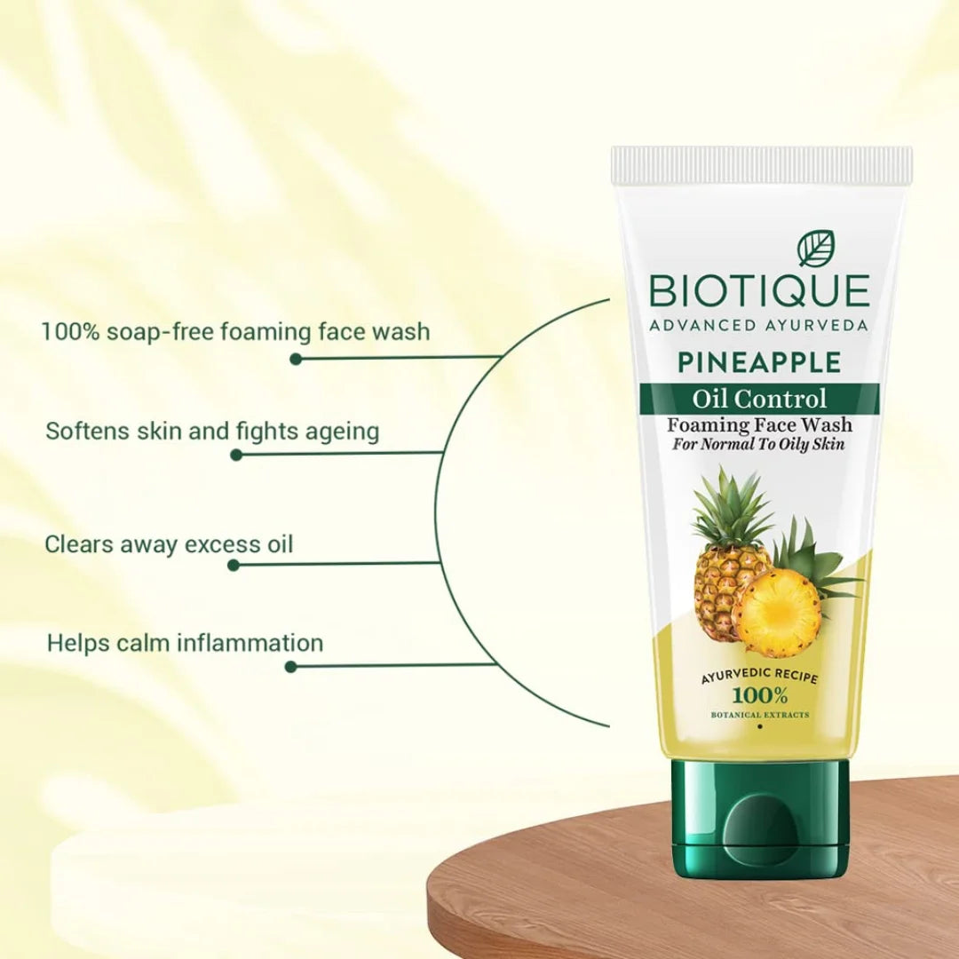 Biotique Pineapple Oil Control Foaming Face Wash For Normal To Oily Skin (100ml)