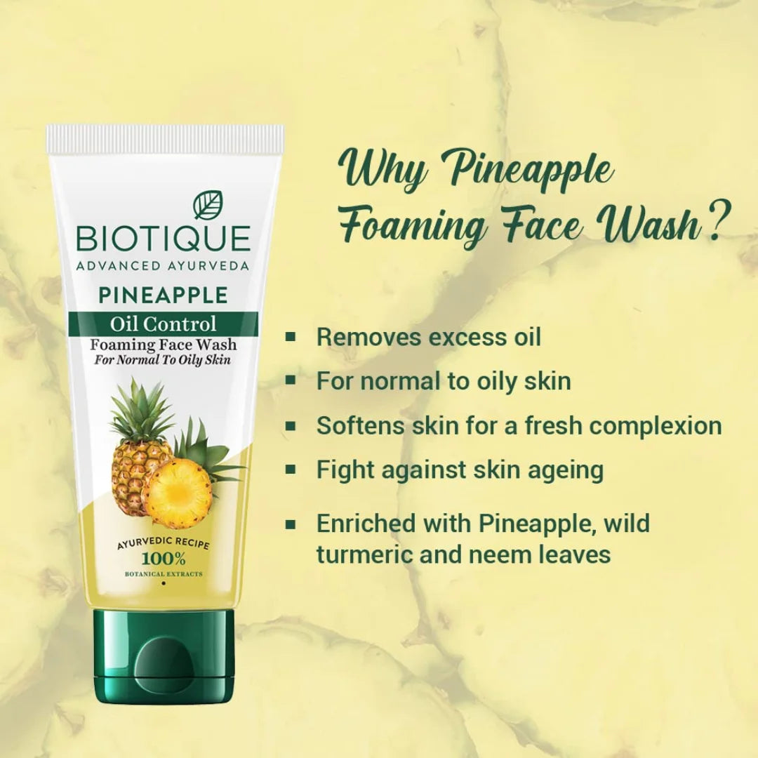 Biotique Pineapple Oil Control Foaming Face Wash For Normal To Oily Skin (100ml)