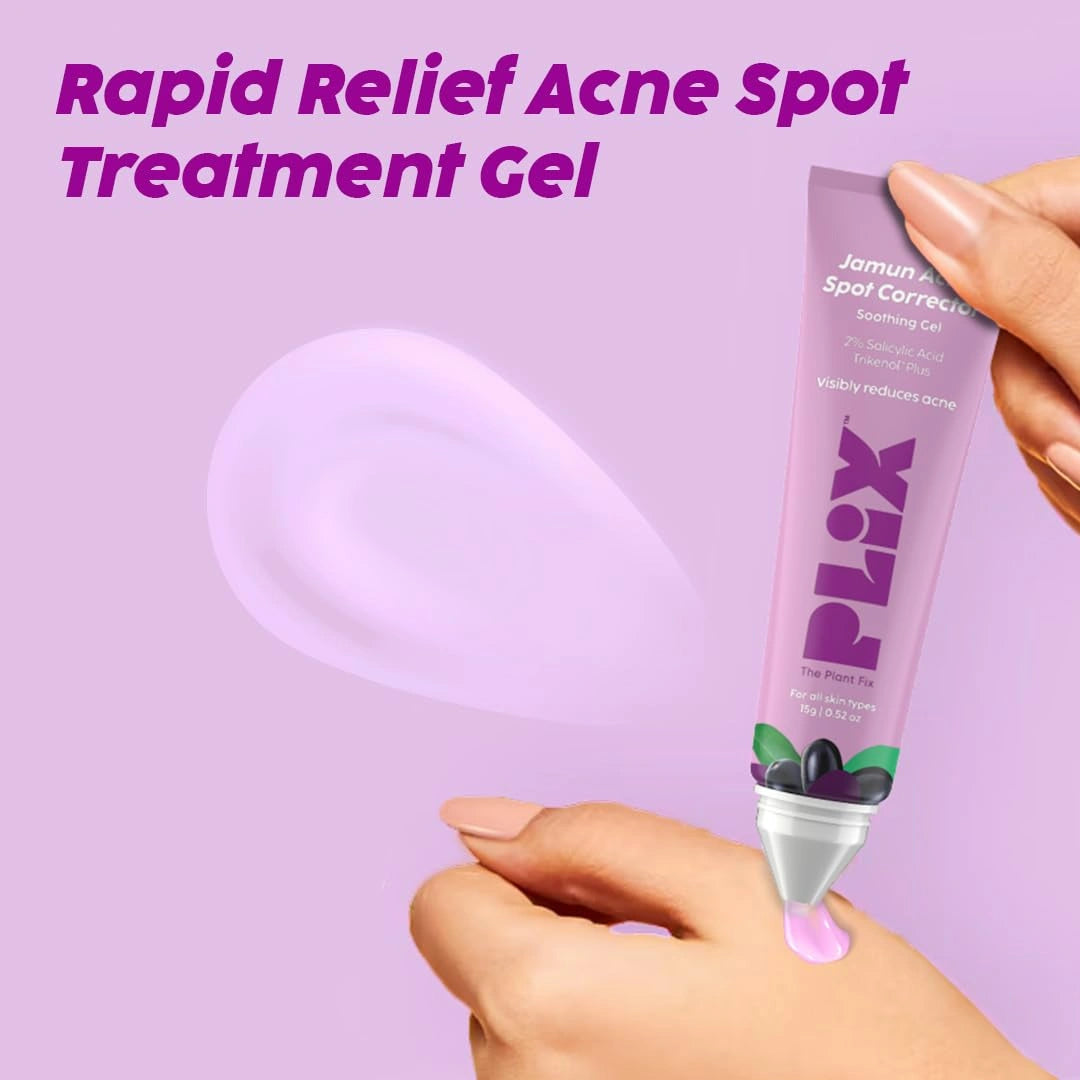 PLIX - THE PLANT FIX Jamun Acne Spot Corrector Gel For Reducing Active Acne | Day & Night Gel (15g)