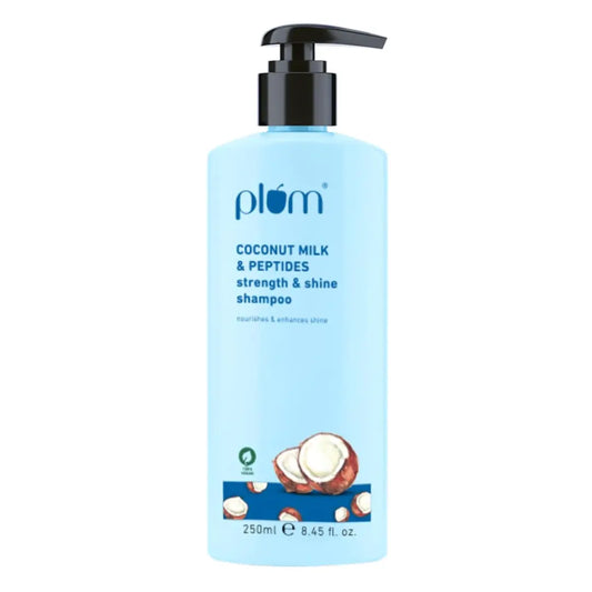 Plum Coconut Shampoo for Dull Hair with Coconut Milk and Peptides for Strong & Shiny Hair I 22x shine I Soft, silky hair I Shampoo for Women and Men | 250ml