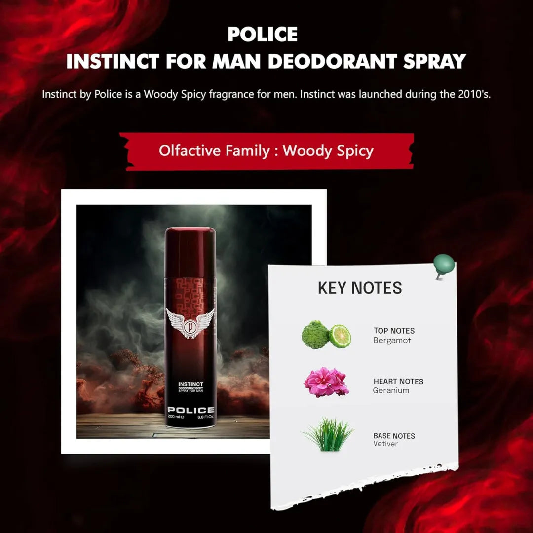 Police Instinct Deodorant Spray - 200ml (For Men)