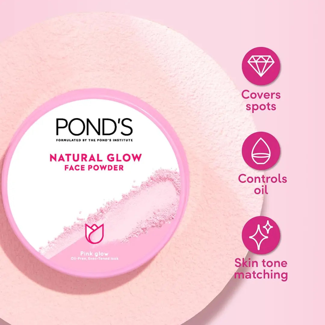 POND's Natural Glow Face Matte Powder For Normal Skin, Pink Glow - 30g