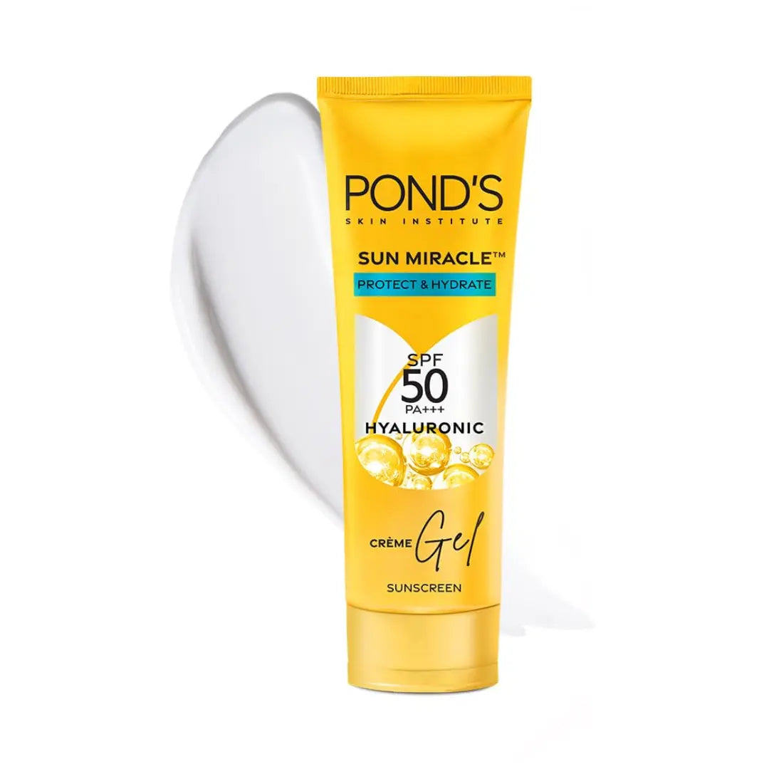 POND's Sun Miracle Spf 50 Pa+++ Crème Gel Sunscreen For All Skin Type -Protect & Bright, With 3% Niacinamide, Fade Dark Spots In 4 Weeks, Lightweight, No White Cast 50G