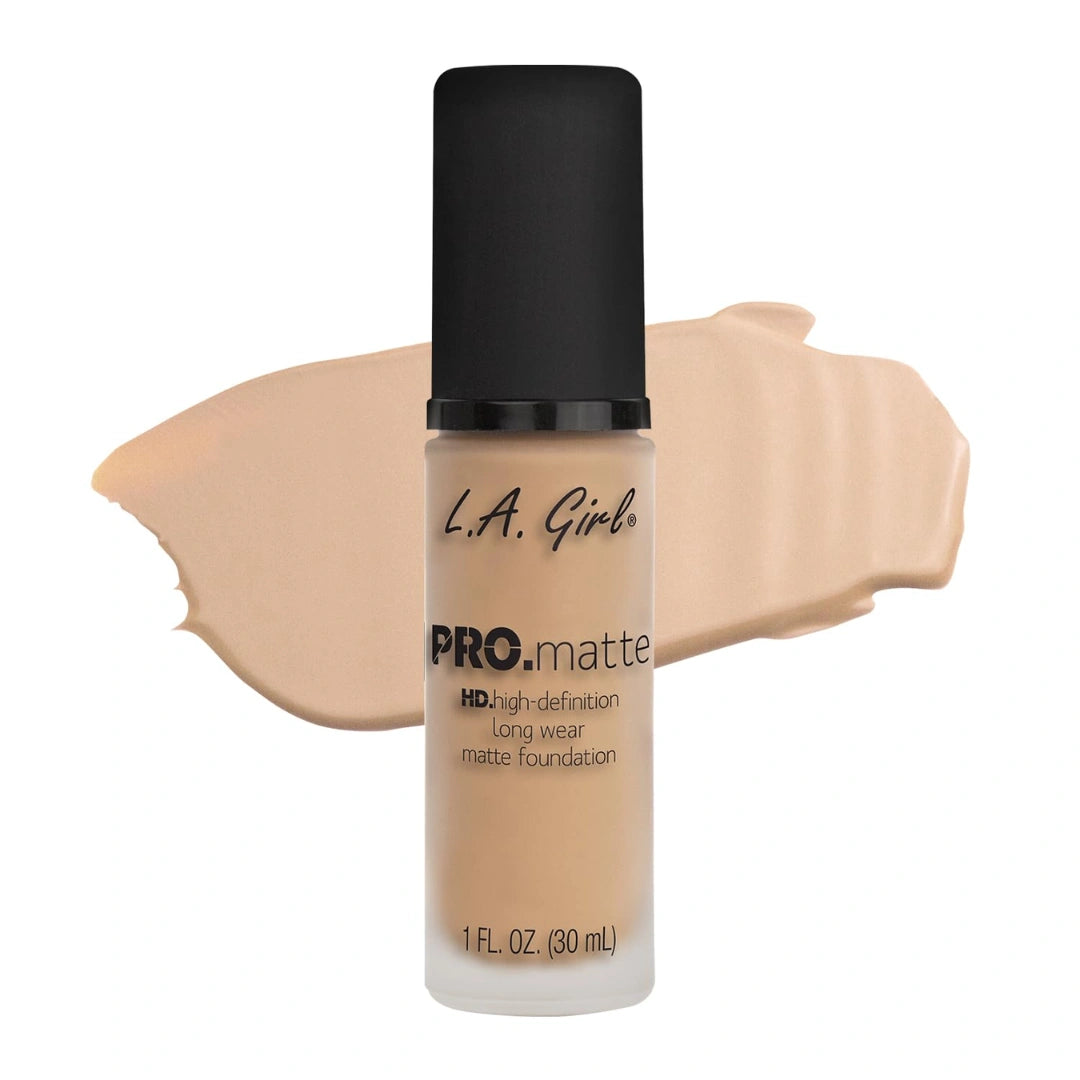 L.A GIRL - HD Pro Matte Foundation-Nude | Medium to full coverage foundation | Long wearing, buildable coverage | Best for normal to oily skin types | Suede-like finish | 30ml