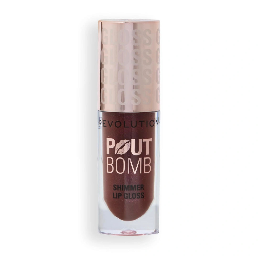 Revolution, Pout Bomb Shimmer Gloss, High-Shine Lip Gloss & Shimmer for Glossy Lips with Hyaluronic Acid & Sweet Vanilla Scent (Chocolate Sparkle, 4.5ml)