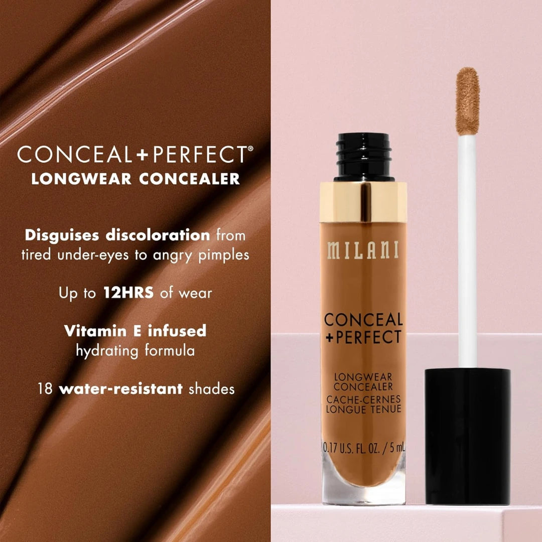 Milani Conceal + Perfect Long Wear Liquid Concealer, Warm Beige, 5ml