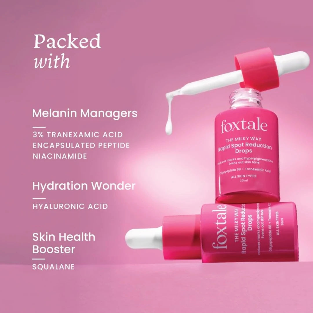 Foxtale Rapid Spot Reduction Drops (Buy 2 Get 1 Free) 3% Tranexamic Acid & Peptide Serum For Pigmentation 30ml