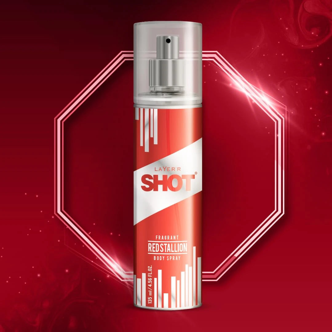 Layer'r Shot Red Stallion Deodrant Body Spray For Men | Long-Lasting Premium With Powerful Masculine Fragrance (135ml)