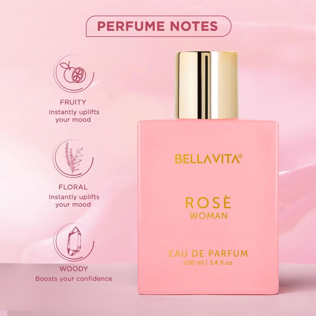 Bella Vita Luxury Rose Woman Eau De Parfum Perfume for Women with Black Currant, Vanilla, Jasmine (100ml)