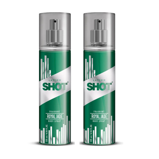 Layer'r Shot Royal Jade Men's Body Spray | Long-Lasting Premium Fragrance - 135ml (Pack of 2)