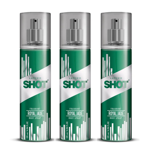 Layer'r Shot Royal Jade Men's Body Spray | Long-Lasting Premium Fragrance - 135ml (Pack of 3)