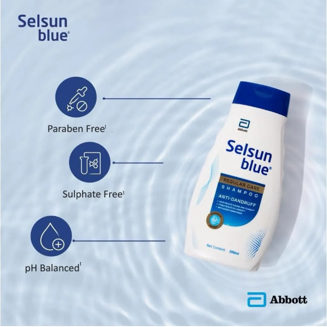 Selsun Blue Regular Care Anti Dandruff Shampoo Clears away dandruff flakes (200 ml)