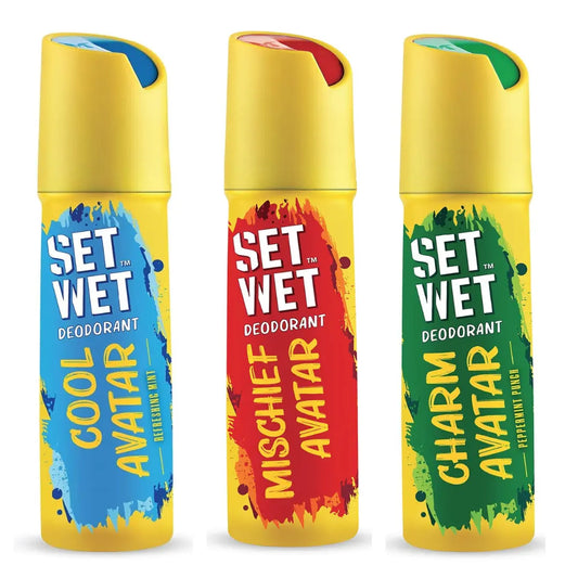 Set Wet Cool Avatar Mischief Avatar & Charm Avatar Deodorant for men, 150ml (Pack of 3)