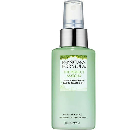Physicians Formula The Perfect Matcha Water Tonic & Fixing Spray 3-in-1, moisturizes and fixes makeup while leaving skin soft and supple
